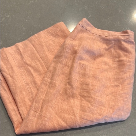 Vintage 100% Linen Orange Pink Midi Pencil Skirt Casual - Picture 4 of 4